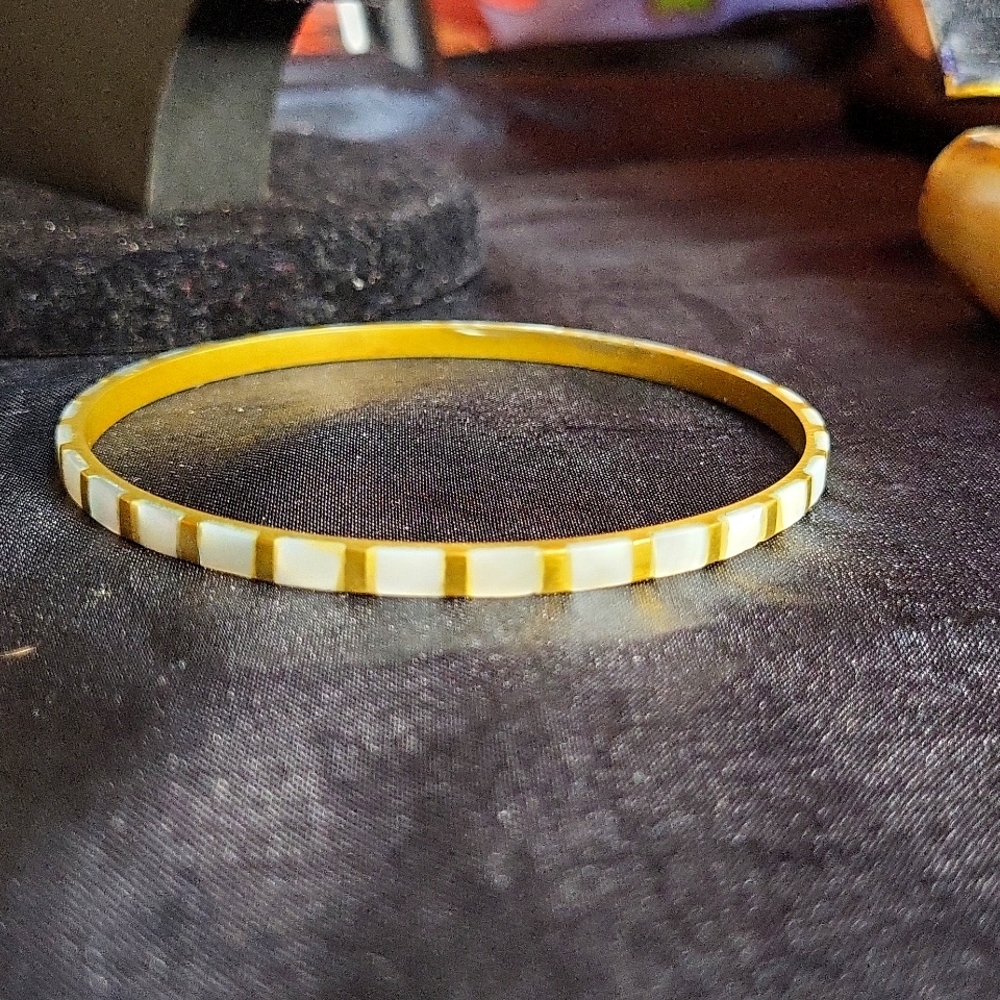 32. Vintage Brass & Mother of Pearl Bangle